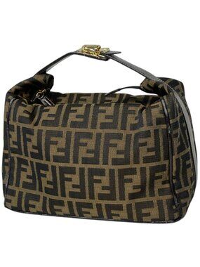 Fendi Handbag Zucca Pattern Vanity Bag Canvas Brown